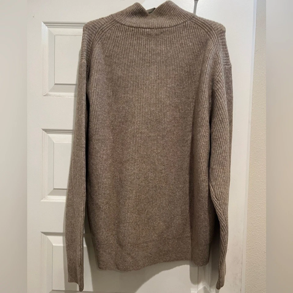 Suéter Uniqlo Para Hombre Beige Hilo Soufflé Media Cremallera, Talla XL Foto 2 de 4