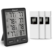 Geevon Indoor Outdoor Thermometer Wireless with 3 Remote Sensors, Black