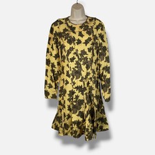 Ulla Johnson Women's Yellow Floral Crewneck Long Sleeve Juliette Dress Size 12
