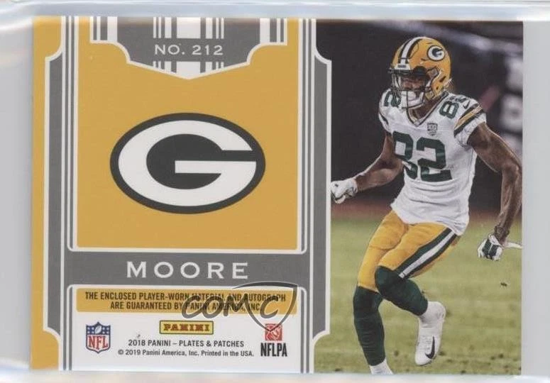 2018 Panini Plates & Patches Blue /50 J'Mon Moore #212 RPA Rookie Patch Auto RC - Image 2 of 2