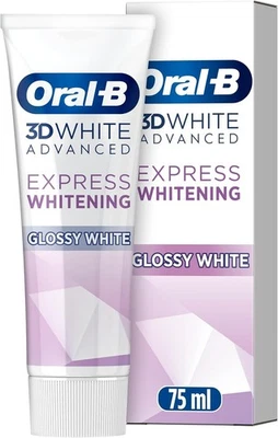 Oral-B 3D White Advanced Express Whitening Toothpaste Glossy White Mint – 75ml
