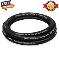 10 Feet NBR Fuel Line Hose Black Nylon Steel Oil Gas Fuel Line Hose 3/8 Inch