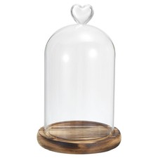 5.9"x4.7" Glass Dome Cloche Clear Glass Bell Jar Display Case with Wooden Base