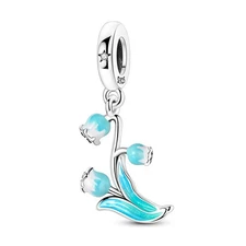 MULA 925 Stering Silver DIY Charm AAA CZ Glazed Lily Pendant for Women Bracelet