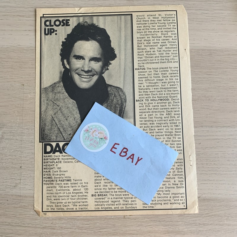 Dack Rambo - Vintage Clippings (Dallas) #2