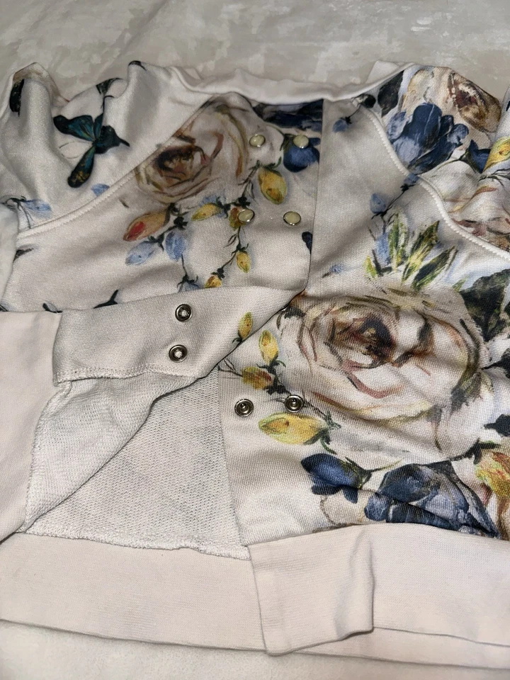 Camiseta Monnalisa Blanca y Floral Niñas Talla S 6-7 Manga Corta Foto 4 de 4