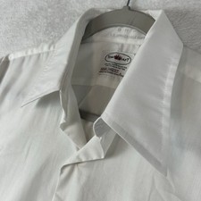 VTG 60s 70s Towncraft Penney  s Point Collar Button Up L/S White Disco 15-33 M 