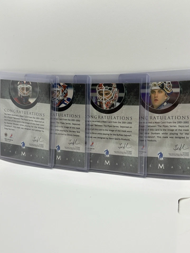 2001-02 Between The Pipes “The Mask” Goalie 4 Card Lot- Richter Biron and Others - Image 4 of 4