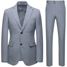 Men's Business Suit 2 PCS Two Button Slim Fit Formal Dress Groomsman Pants M-6XL
