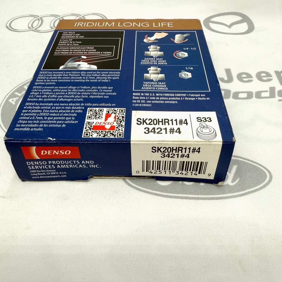 2005-2015 TOYOTA TACOMA CONJUNTO DE 4 NOVAS VELAS DE IGNIÇÃO IRÍDIO LONGA VIDA SK20HR11 3421 - Imagem 3 de 4