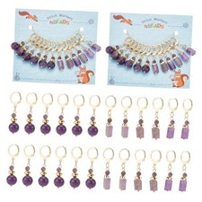 24 Pcs Natural Amethyst Stitch Markers, Alloy Crochet Knitting Markers With