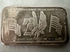 International Trade Unit 1 TROY OUNCE .999 FINE SILVER BAR with 2 American flags