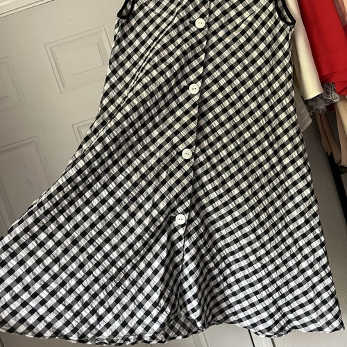 MARIANNA SENCHINA black and white gingham check plaid gauze sleeveless midi mini - Picture 2 of 8