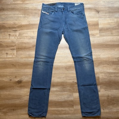 Diesel Thavar Jeans Men 30x34 Blue Slim Skinny Italy Linen Blend Sun Faded 0818V