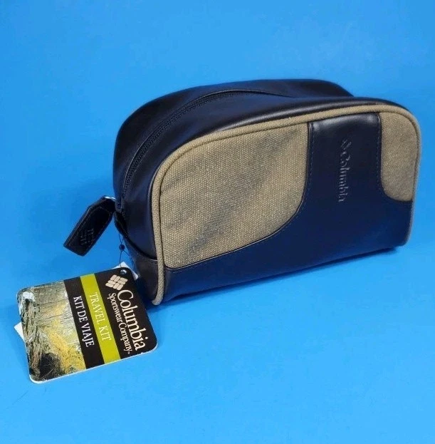 Columbia Kit de Viaje Marrón Lona Cuero Artículos de Aseo Afeitado Dopp Bolsa de Viaje de Negocios Foto 2 de 4