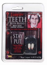 CUSTOM FITTING VAMPIRE TEETH FANGS WITH BLOOD DROPS HALLOWEEN COSTUME ACCESSORY