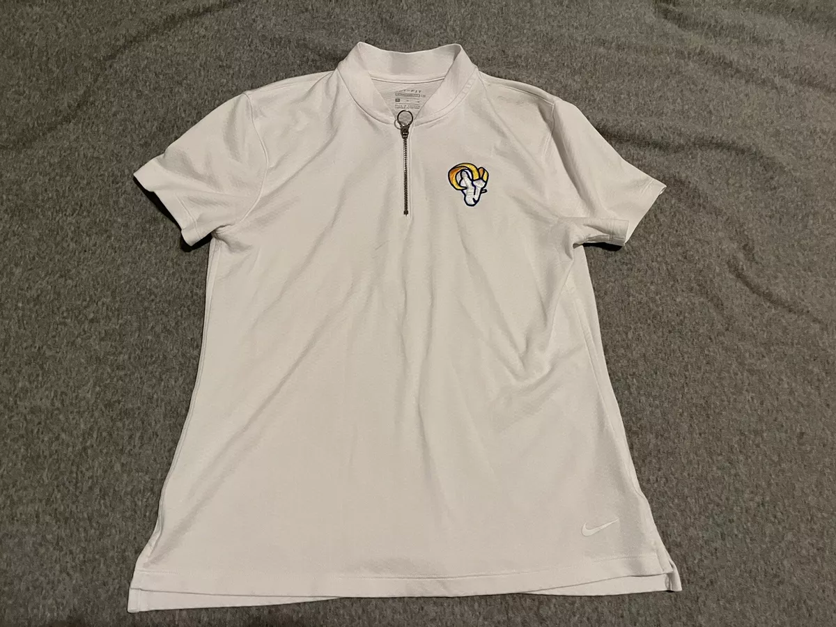 Nike LA Los Angeles Rams White Dri Fit Golf Mock Polo Shirt Medium