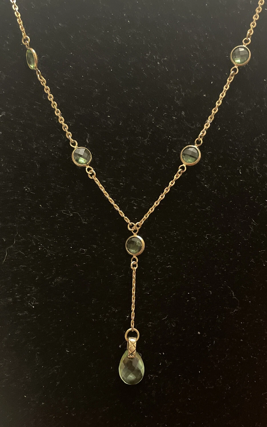 Beautiful Vintage Givenchy Goldt Strand Green Crystal Necklace