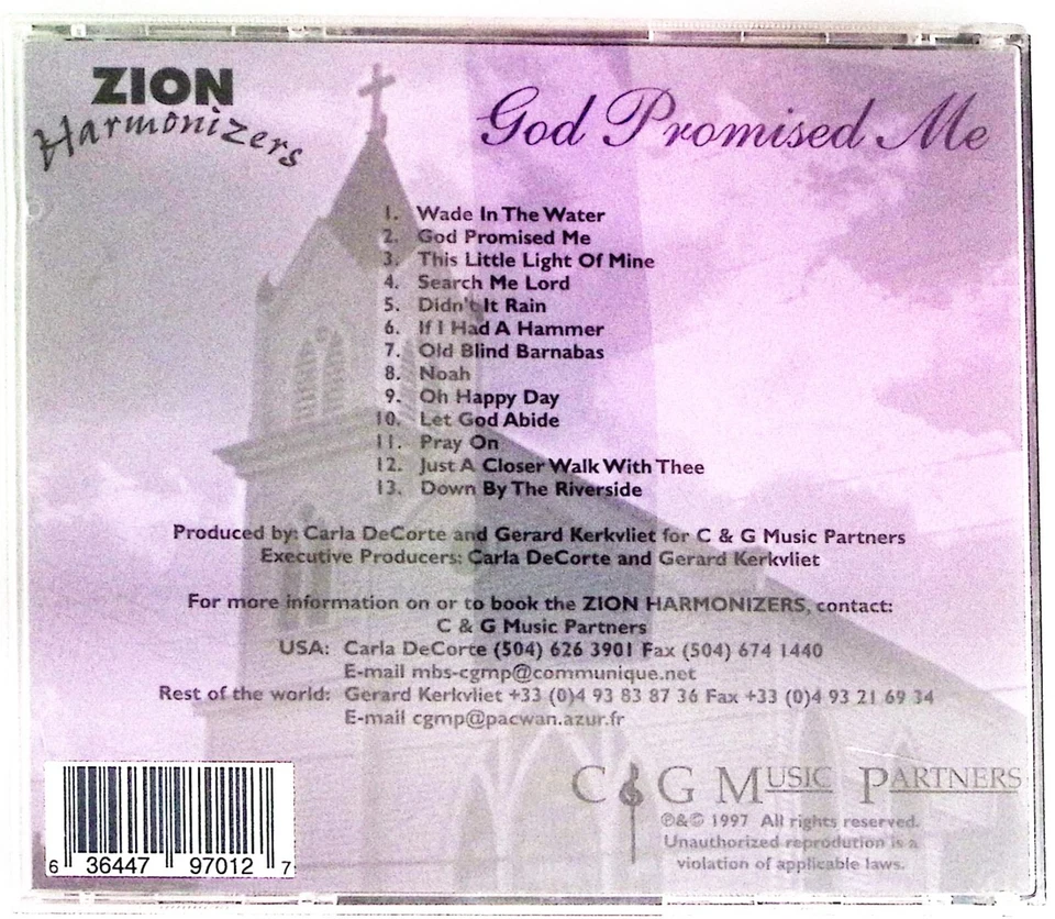 ZION HARMONIZERS   GOD PROMISED ME   C&G MUSIC PARTNERS     CD 4920 - Image 2 of 4