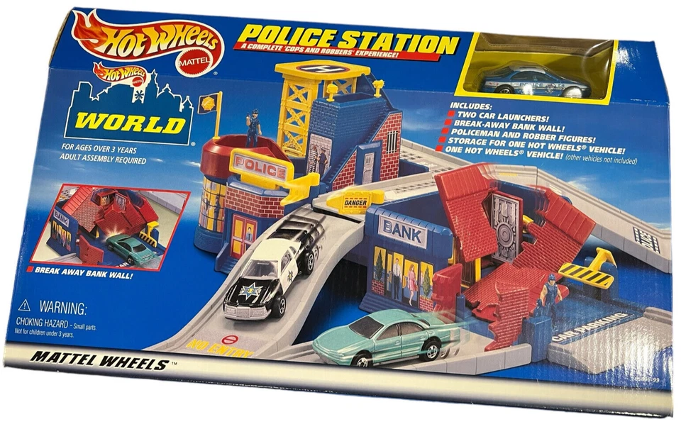 Hot Wheels World Mattel Police Station Vintage 1999 #65696-99 Two Car Launchers - Image 3 of 4