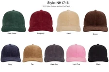 Corduroy Baseball Cap Dad Hat Classic Adjustable Hard Front Shaped Plain Cap