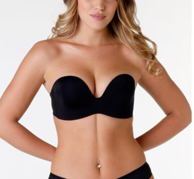 Wonderbra Ultimate Strapless Bra 32 C Black Underwired Padded Womens Magic Hand