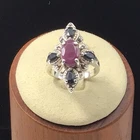 Sterling Silver Natural Ruby And Blue Sapphire Ring Vintage Size 4.75 5.2g