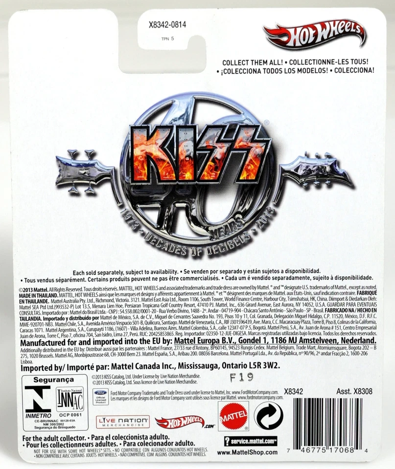 Hot Wheels Kiss A-Ok Pop Culture Series - X8342 NRFP 2012 negro/blanco 1:64 Foto 4 de 4
