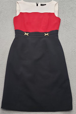Tahari Bodycon Dress Women Size 4 Multi Colorblock Vented Sleeveless Back Zipper