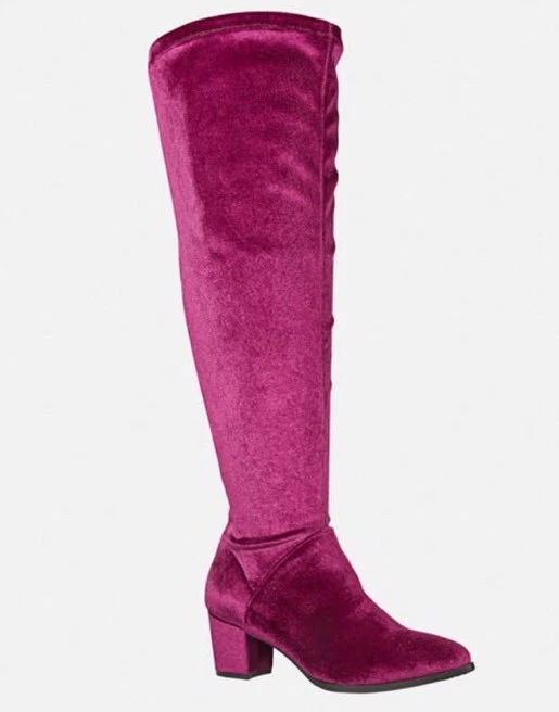 Kimberly Velvet Over The Knee Boots 10w Burgundy Wide Calf eBay