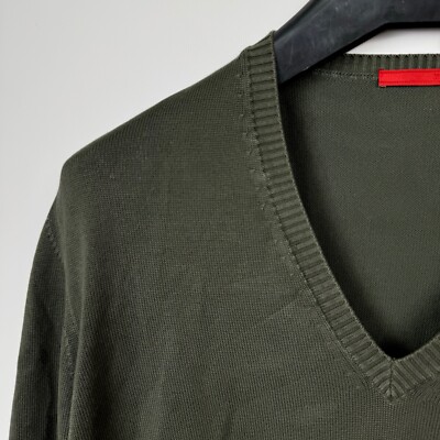 PRADA VINTAGE SWEATER PULLOVER V-NECK LONG SLEEVE COTTON JUMPER sz