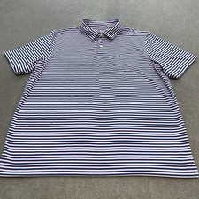 Vineyard Vines Shirt Mens L Performance Stretch Striped Whale Golf Pink Blue