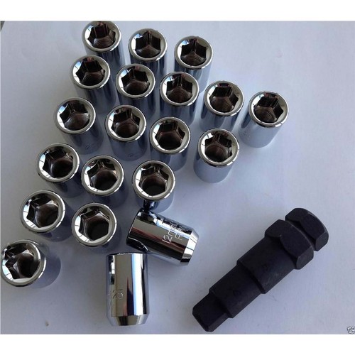 Chrome Tyre Lug Nuts + Hex Key Set of 20 12mm x 1.5 Lock Holden VT VU VX VY VZ - Picture 3 of 6