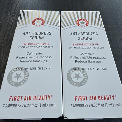 2 First Aid Beauty Fab Anti-Redness Serum Emergency Repair  7 Total 14 Ampoules