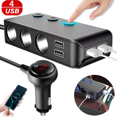 12V/24V Auto KFZ-Adapter 3 Fach Zigarettenanzünder Verteiler Mehrfach Steckdose