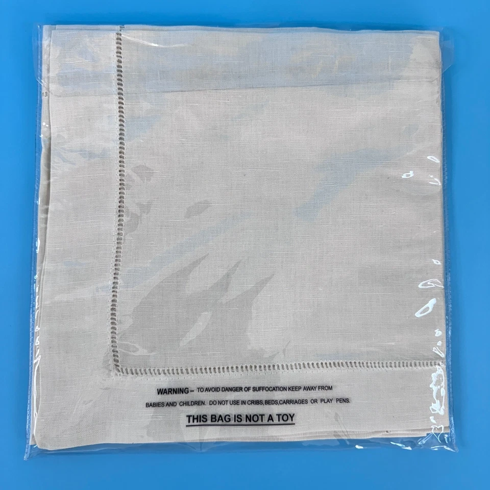 Linen Hemstitched Dinner Napkins Set of 4 Ecru BUMBLEBEE LINENS  18x18 NIP - Image 3 of 4