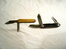 2-Folding Pocket Knives Made in USA 3-Blade Black Handle & 2-Blade Fiberglass