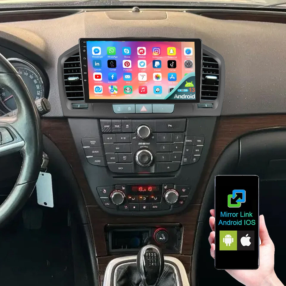 RIMOODY 9" Andriod 13.0 Autoradio GPS Navi WIFI RDS 1+32GB Für Opel Insignia A 2008-2013