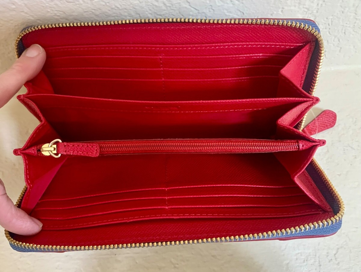 NWOT Coach Mickie Accordion Zip Wallet In Denim Signature Coated