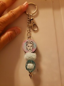 New Handmade Pink the Singer Focal Bead Beaded Keychain