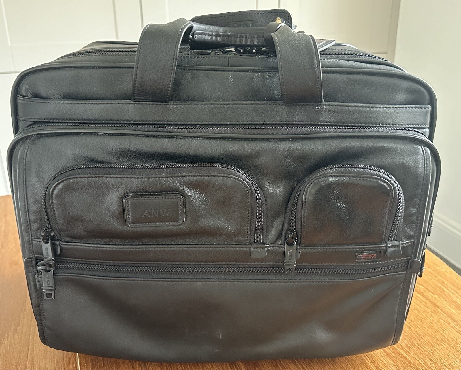 TUMI EXPANDABLE BLACK LEATHER WHEELED BRIEFCASE + ADDITIONAL LAPTOP