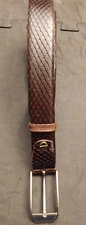 Vtg Men's 48 FC Deri Laraye Brown Soft Leather Fine Scale Pattern Belt 48/120