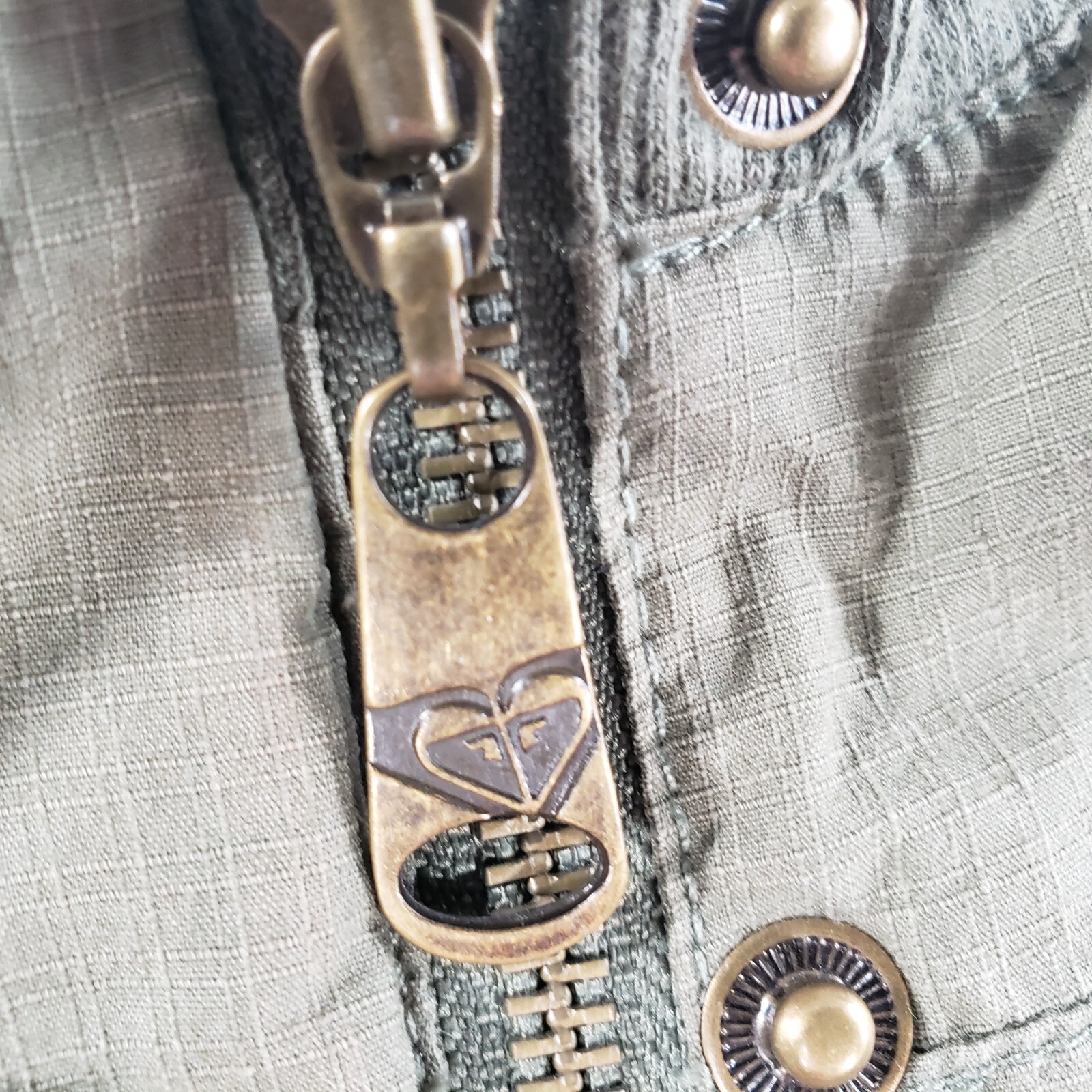 Roxy Cotton Utility Cargo Jacket Medium Hooded Ol… - image 6