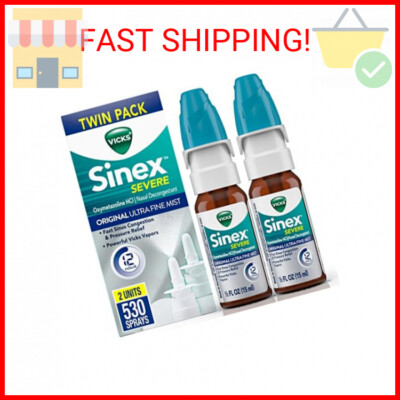 Vicks Sinex SEVERE Nasal Spray, Original Ultra Fine Mist, 2 Pack