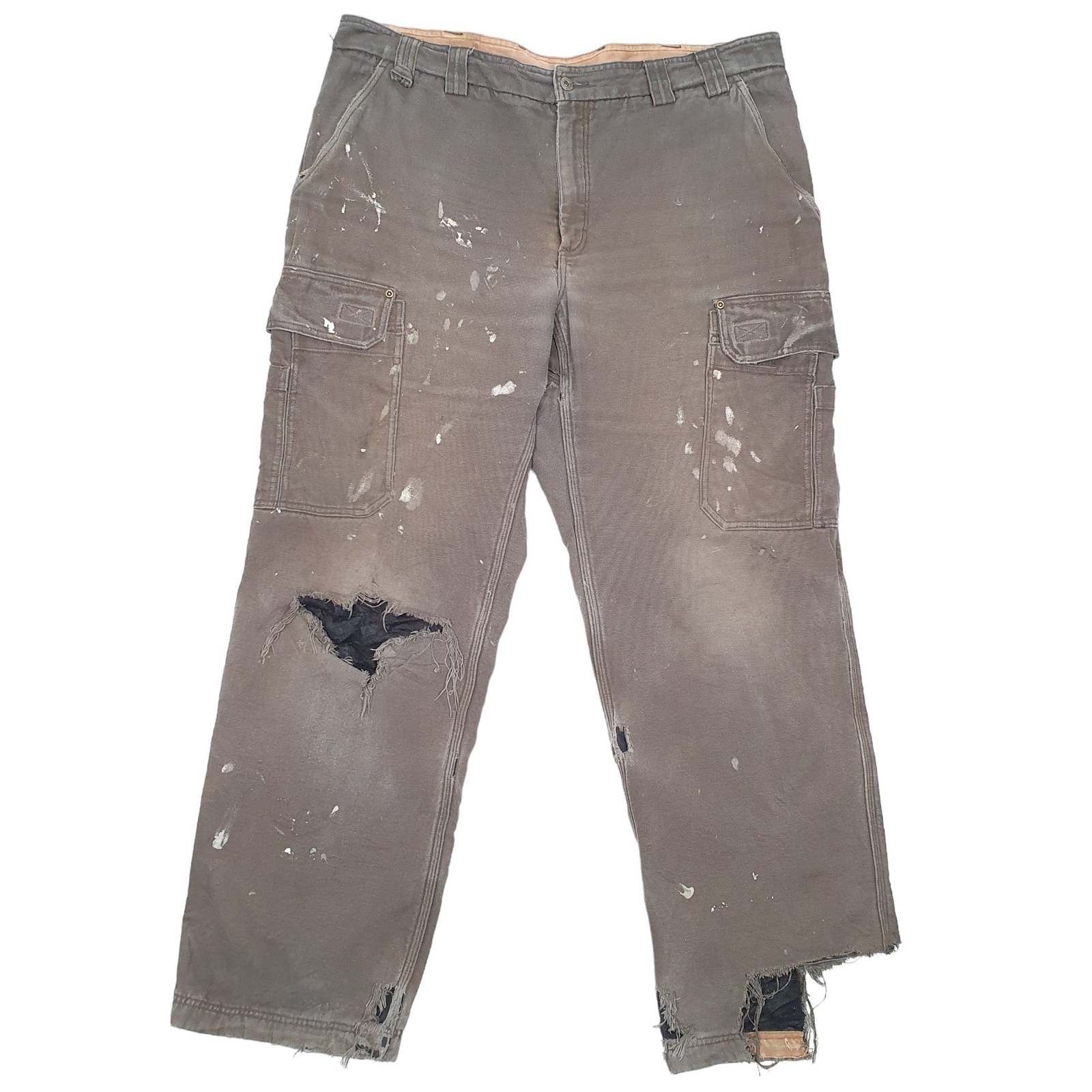 DULUTH lined Insulated Carpenter Workwear Trousers Cotton Khaki W42 L34 image 2