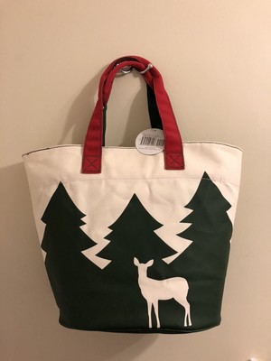 Nwt Barnes Noble Evergreen Tree Deer Canvas Tote Book Bag