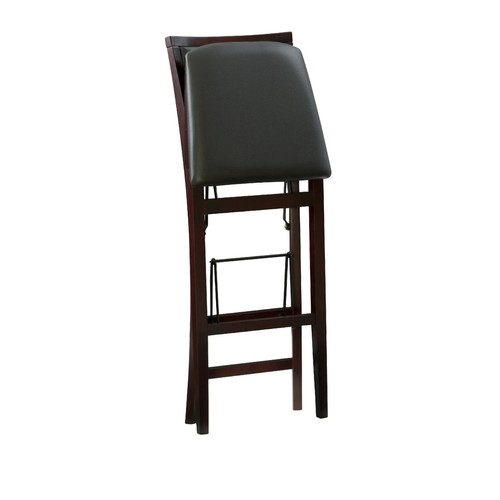 Folding Bar Stool Faux Leather Upholstered Kitchen Counter 30" Height 250 Lb Cap - Picture 13 of 14