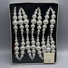 x2 Rachel Zoe Faux Pearls Beads Garland Set  6 / 12 ft  Christmas Tree Holidays