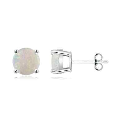 ANGARA Natural Opal Stud Earrings for Women in 925 Sterling Silver (Size-7mm)