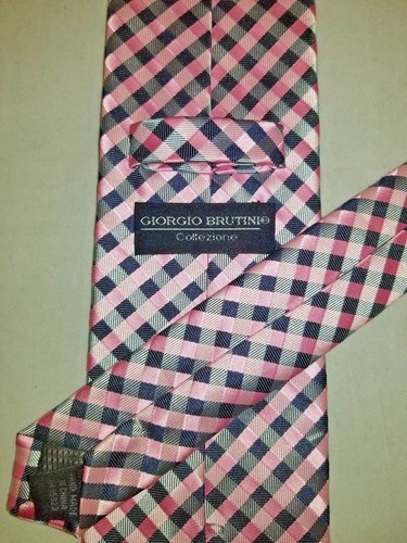 Giorgio Brutini Pink White Navy Striped Classic Men's Tie / Necktie - Picture 4 of 12